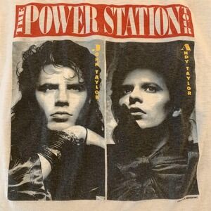 Vintage‎ Screen Stars Power Station Tour Shirt Mens XL White 1985 Band Tank Tee